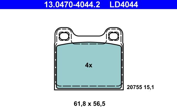 ATE 13.0470-4044.2 - Juego de pastillas de freno parts5.com