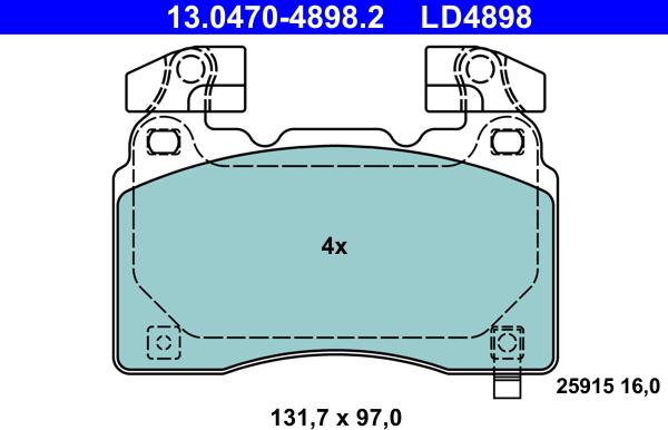 ATE 13.0470-4898.2 - Set placute frana,frana disc parts5.com