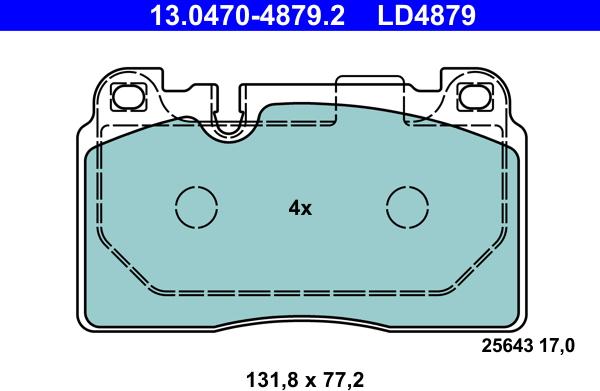 ATE 13.0470-4879.2 - Set placute frana,frana disc parts5.com