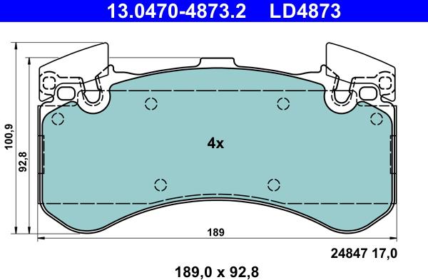 ATE 13.0470-4873.2 - Komplet zavornih oblog, ploscne (kolutne) zavore parts5.com