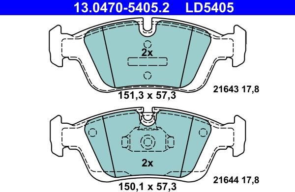 ATE 13.0470-5405.2 - Fékbetétkészlet, tárcsafék parts5.com