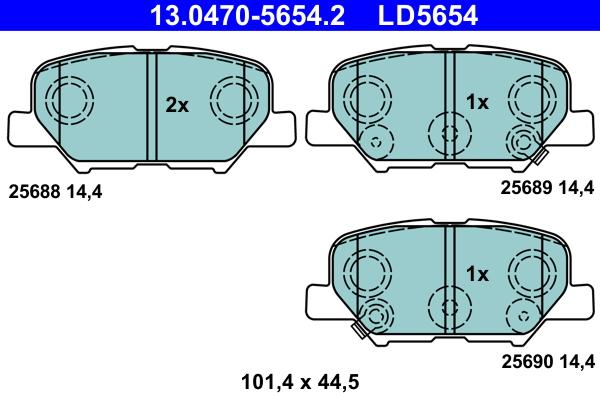 ATE 13.0470-5654.2 - Brake Pad Set, disc brake parts5.com