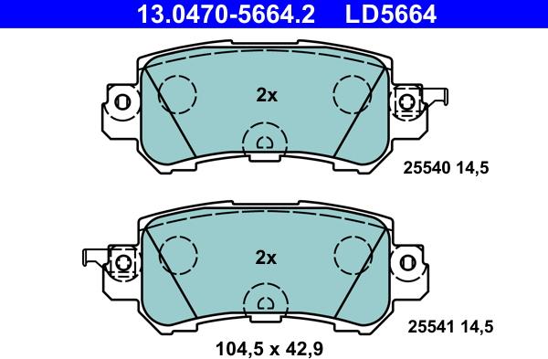 ATE 13.0470-5664.2 - Set placute frana,frana disc parts5.com