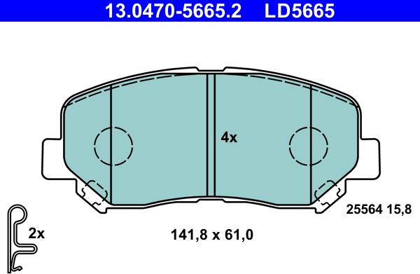 ATE 13.0470-5665.2 - Set placute frana,frana disc parts5.com