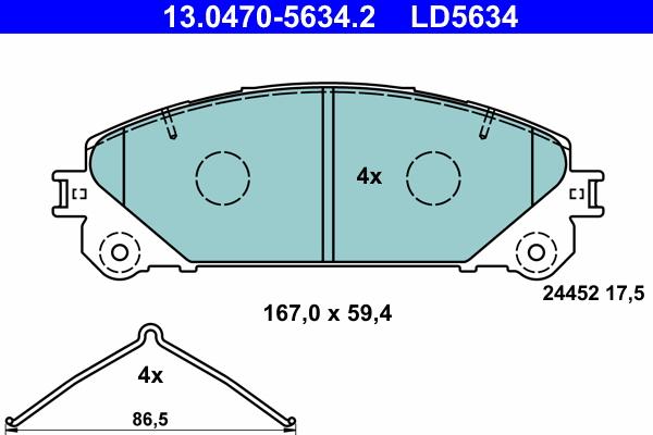 ATE 13.0470-5634.2 - Set placute frana,frana disc parts5.com