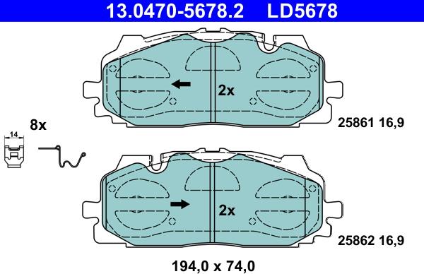 ATE 13.0470-5678.2 - Комплект спирачно феродо, дискови спирачки parts5.com