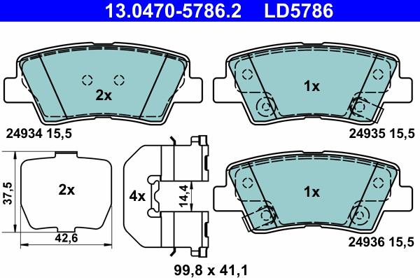 ATE 13.0470-5786.2 - Set placute frana,frana disc parts5.com