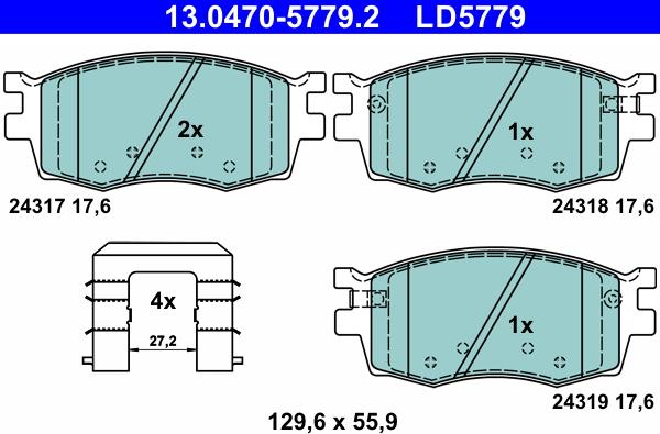 ATE 13.0470-5779.2 - Set placute frana,frana disc parts5.com