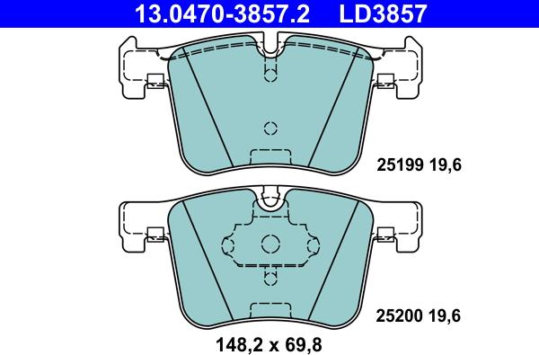 ATE 13.0470-3857.2 - Set placute frana,frana disc parts5.com