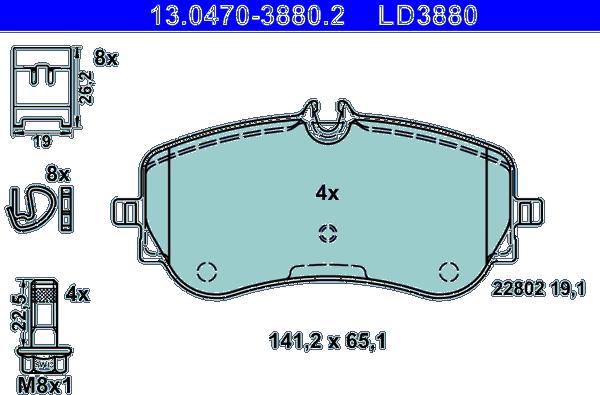 ATE 13.0470-3880.2 - Set placute frana,frana disc parts5.com