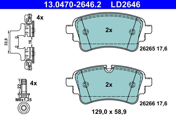 ATE 13.0470-2646.2 - Piduriklotsi komplekt,ketaspidur parts5.com