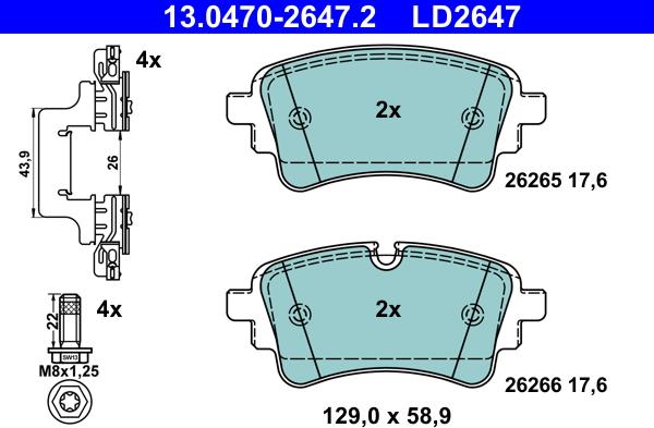 ATE 13.0470-2647.2 - Piduriklotsi komplekt,ketaspidur parts5.com