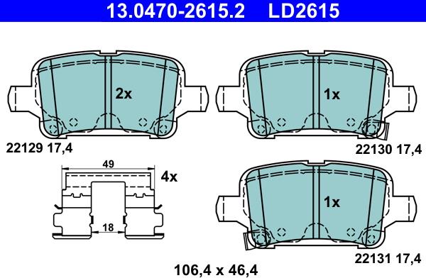 ATE 13.0470-2615.2 - Brake Pad Set, disc brake parts5.com