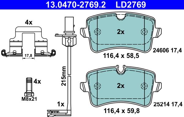 ATE 13.0470-2769.2 - Set placute frana,frana disc parts5.com