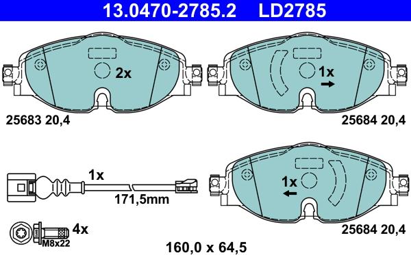 ATE 13.0470-2785.2 - Set placute frana,frana disc parts5.com