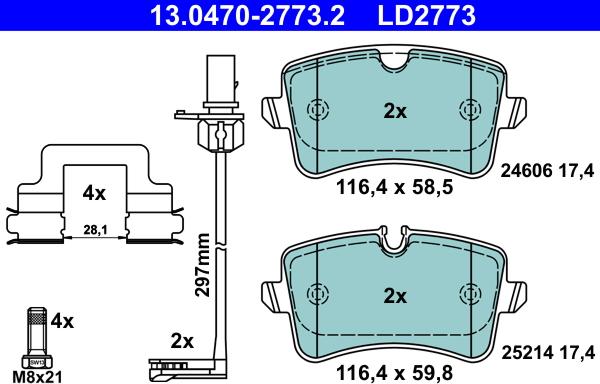 ATE 13.0470-2773.2 - Set placute frana,frana disc parts5.com