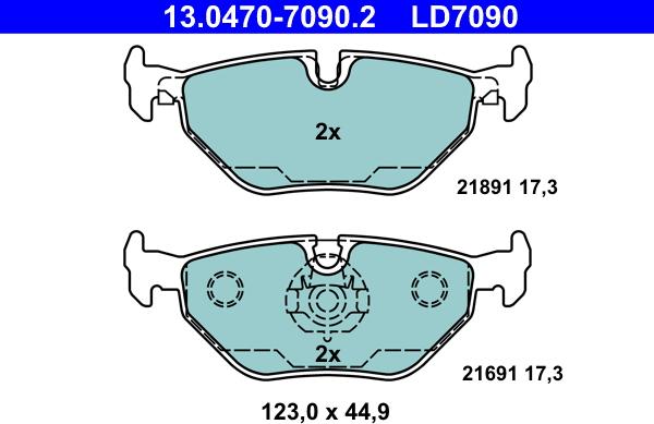 ATE 13.0470-7090.2 - Komplet zavornih oblog, ploscne (kolutne) zavore parts5.com