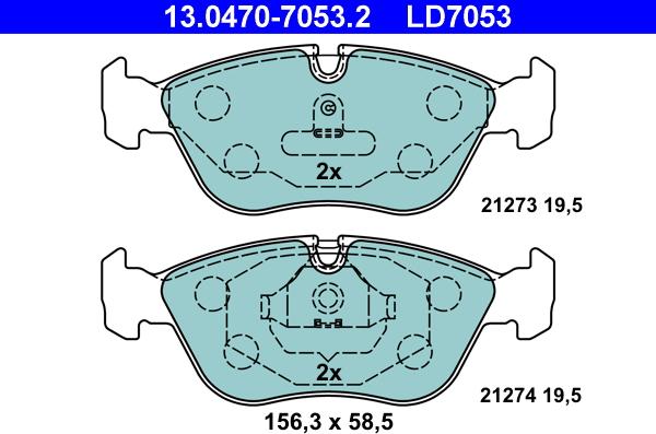 ATE 13.0470-7053.2 - Komplet kočnih obloga, disk kočnica parts5.com