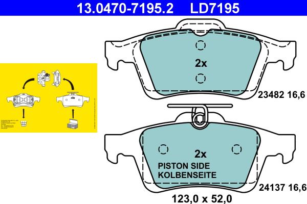 ATE 13.0470-7195.2 - Sada brzdových destiček, kotoučová brzda parts5.com