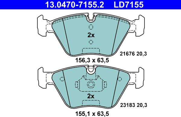 ATE 13.0470-7155.2 - Set placute frana,frana disc parts5.com