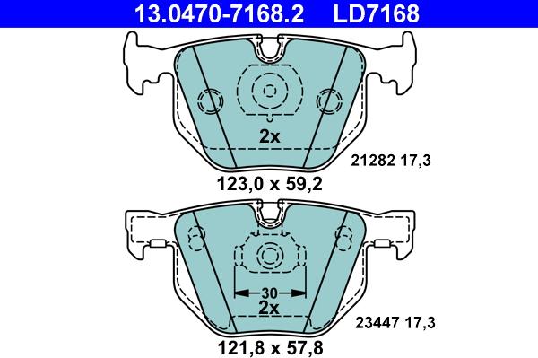 ATE 13.0470-7168.2 - Set placute frana,frana disc parts5.com