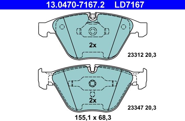 ATE 13.0470-7167.2 - Set placute frana,frana disc parts5.com