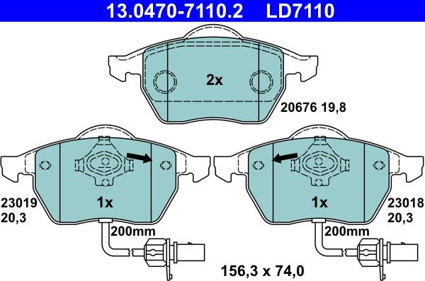 ATE 13.0470-7110.2 - Тормозные колодки, дисковые, комплект parts5.com