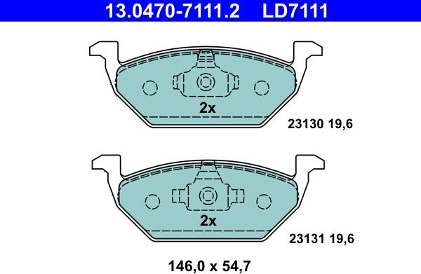 ATE 13.0470-7111.2 - Komplet zavornih oblog, ploscne (kolutne) zavore parts5.com