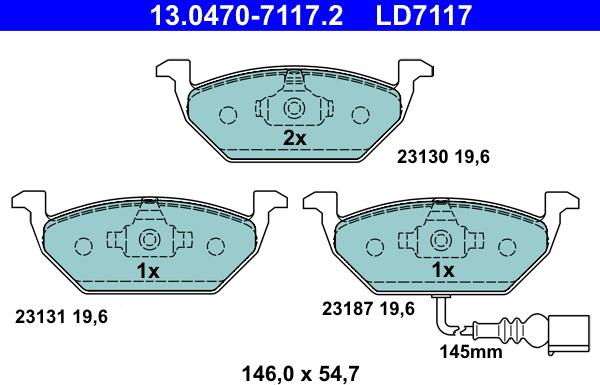 ATE 13.0470-7117.2 - Brake Pad Set, disc brake parts5.com