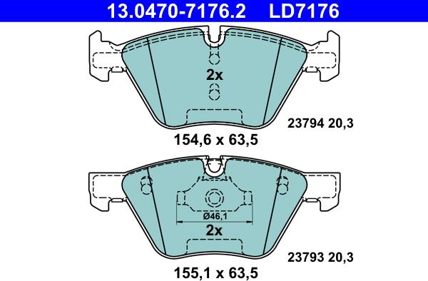 ATE 13.0470-7176.2 - Set placute frana,frana disc parts5.com