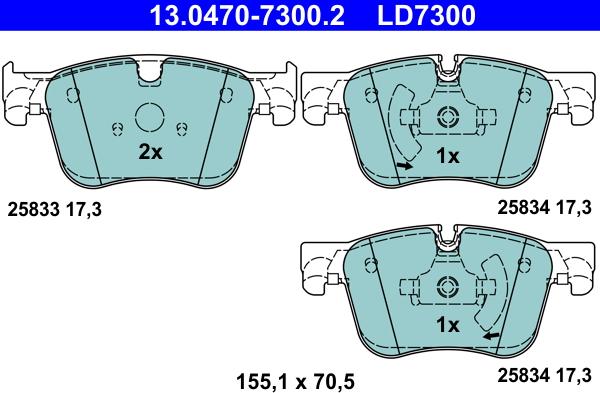 ATE 13.0470-7300.2 - Set placute frana,frana disc parts5.com