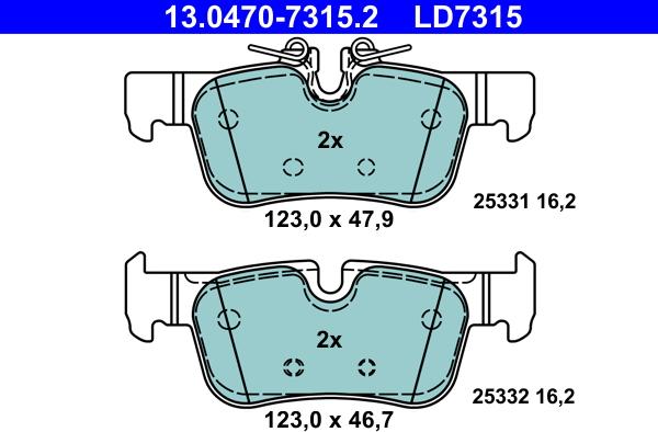 ATE 13.0470-7315.2 - Set placute frana,frana disc parts5.com