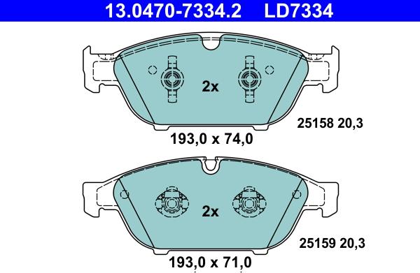 ATE 13.0470-7334.2 - Set placute frana,frana disc parts5.com