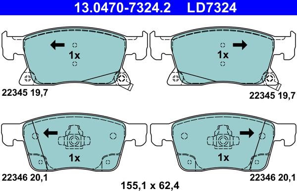 ATE 13.0470-7324.2 - Brake Pad Set, disc brake parts5.com