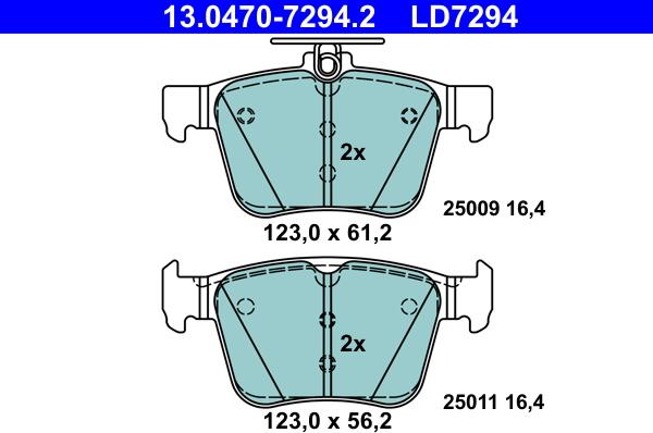 ATE 13.0470-7294.2 - Σετ τακάκια, δισκόφρενα parts5.com