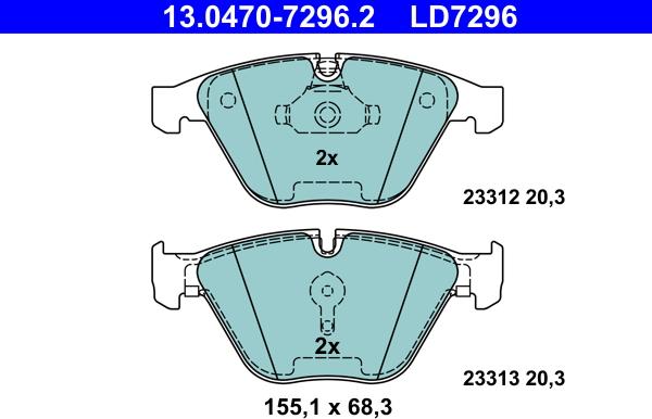 ATE 13.0470-7296.2 - Set placute frana,frana disc parts5.com