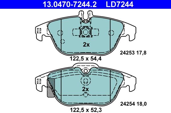 ATE 13.0470-7244.2 - Σετ τακάκια, δισκόφρενα parts5.com