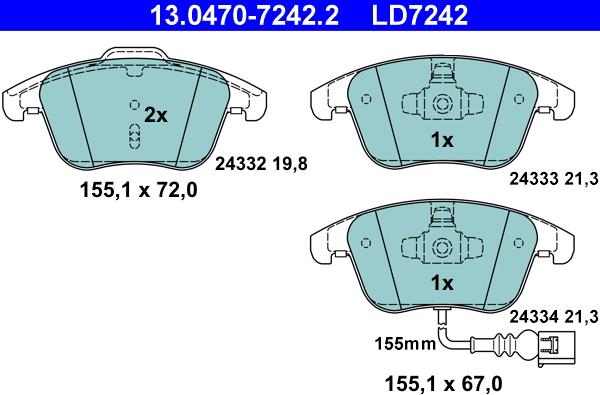 ATE 13.0470-7242.2 - Brake Pad Set, disc brake parts5.com