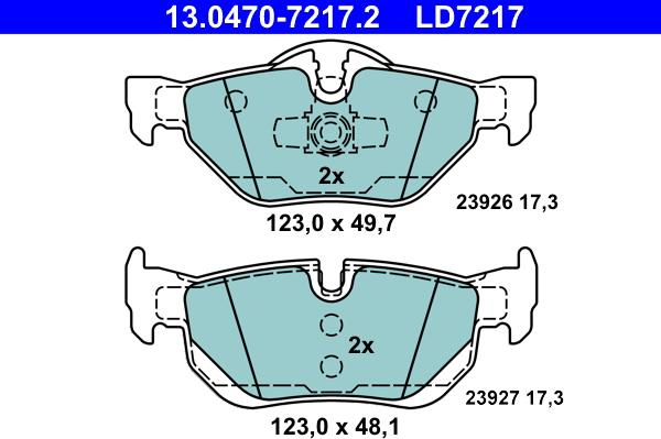 ATE 13.0470-7217.2 - Set placute frana,frana disc parts5.com