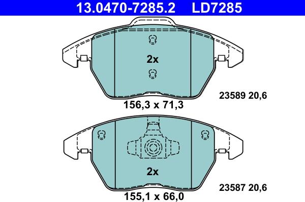 ATE 13.0470-7285.2 - Zestaw klocków hamulcowych, hamulce tarczowe parts5.com