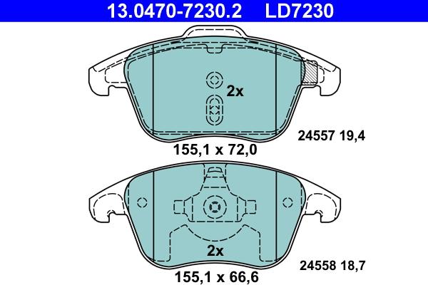 ATE 13.0470-7230.2 - Brake Pad Set, disc brake parts5.com