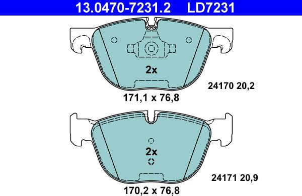 ATE 13.0470-7231.2 - Set placute frana,frana disc parts5.com