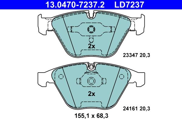 ATE 13.0470-7237.2 - Set placute frana,frana disc parts5.com