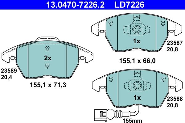 ATE 13.0470-7226.2 - Juego de pastillas de freno parts5.com