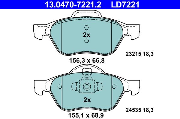 ATE 13.0470-7221.2 - Σετ τακάκια, δισκόφρενα parts5.com