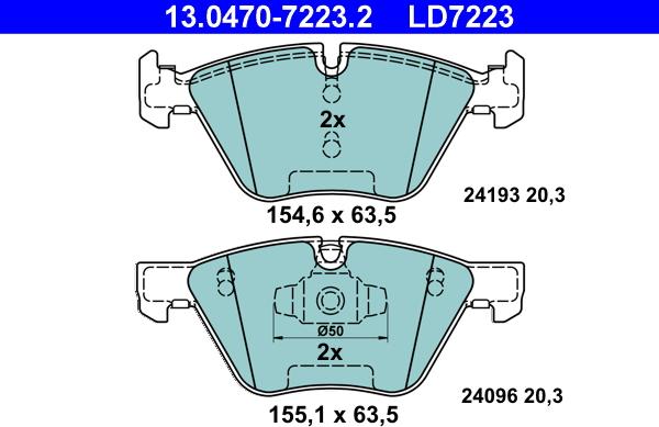 ATE 13.0470-7223.2 - Set placute frana,frana disc parts5.com