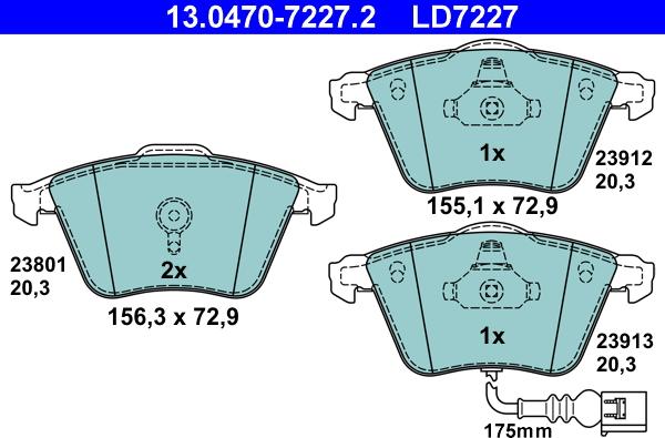 ATE 13.0470-7227.2 - Set placute frana,frana disc parts5.com