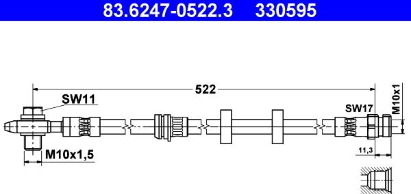 ATE 83.6247-0522.3 - Brake Hose parts5.com