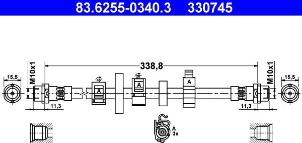 ATE 83.6255-0340.3 - Brake Hose parts5.com