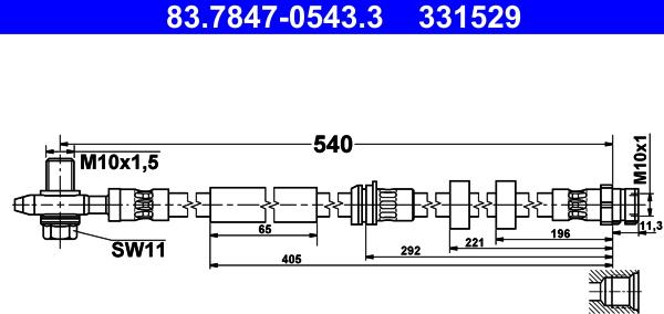 ATE 83.7847-0543.3 - Ελαστικός σωλήνας φρένων parts5.com